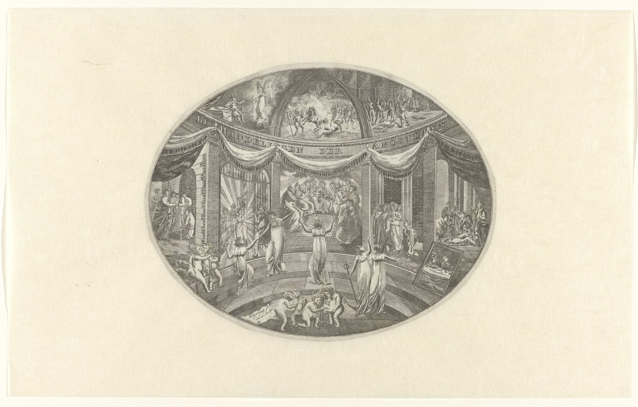 Allegorische voorstelling rond de handelingen van de Apostelen door W. Roosing