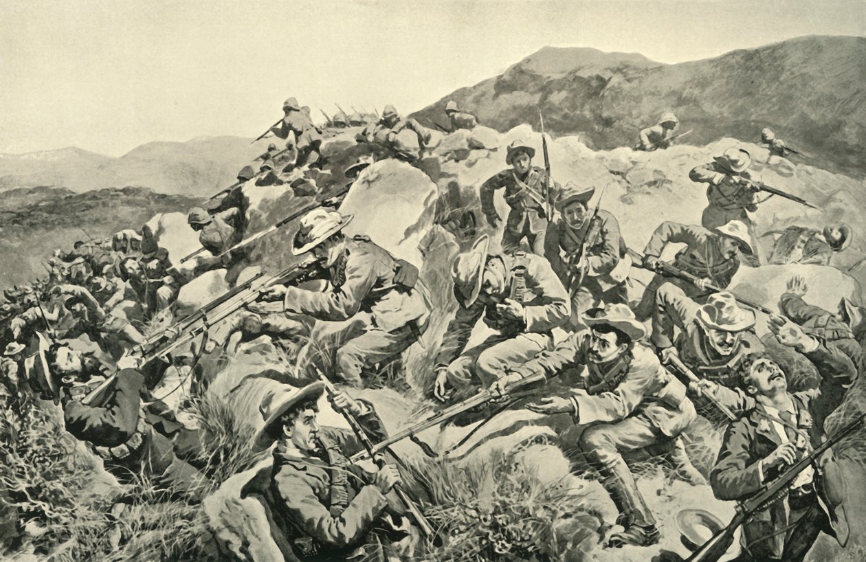 Met Generaal French: Nieuw-Zeelanders Redden een Piket van het Yorkshire Regiment, 1900 door W Small