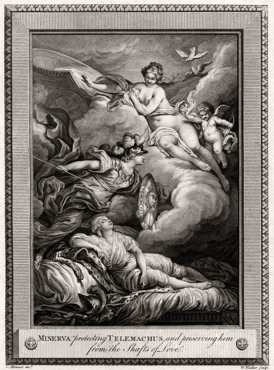 Minerva beschermt Telemachus en behoedt hem voor de pijlen van de liefde, 1775 door W. Walker