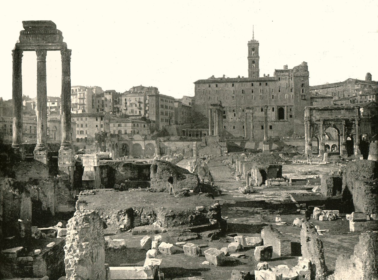 Algemeen overzicht van het Forum, Rome, Italië, 1895 door W and S Ltd