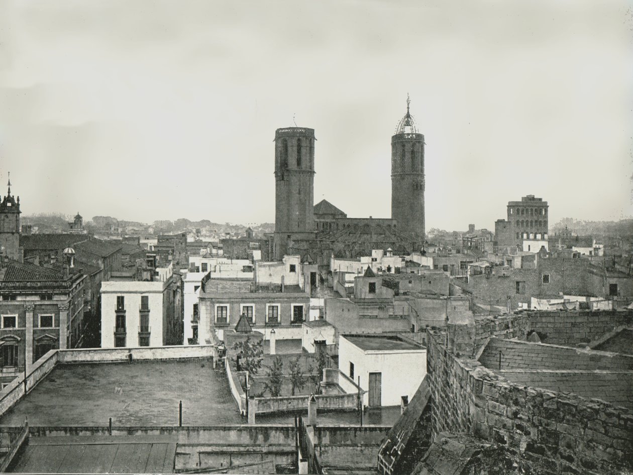 Deel van de oude stad met kathedraal, Barcelona, Spanje door W and S Ltd