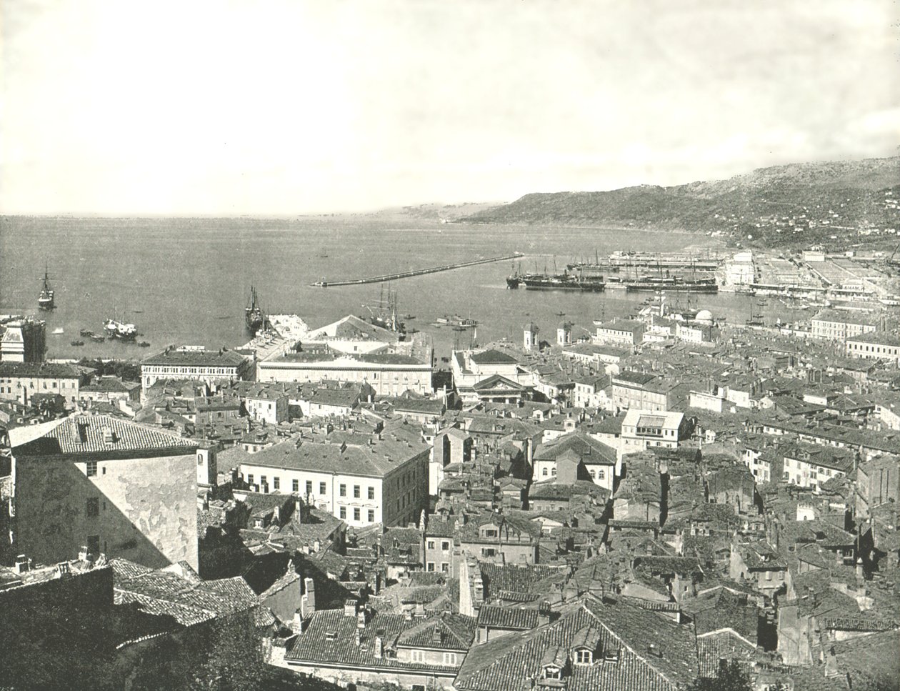 Stad en haven, Triëst, Italië, 1895 door W and S Ltd