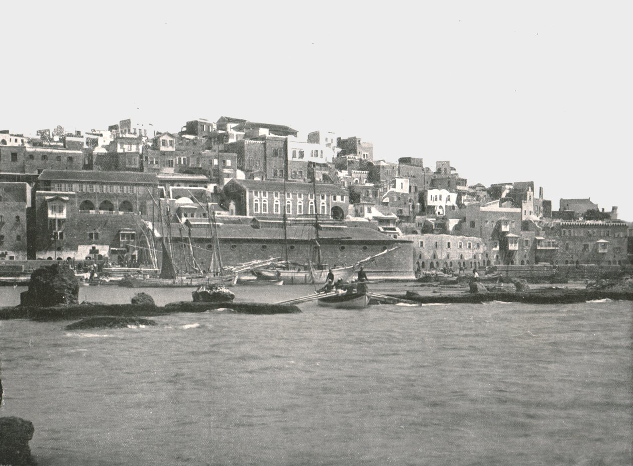 Uitzicht vanaf de zee, Jaffa, Palestina, 1895 door W and S Ltd