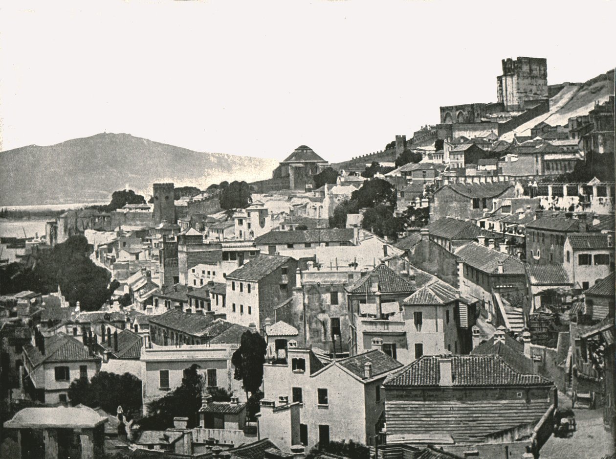 Uitzicht op de stad, Gibraltar, 1895 door W and S Ltd