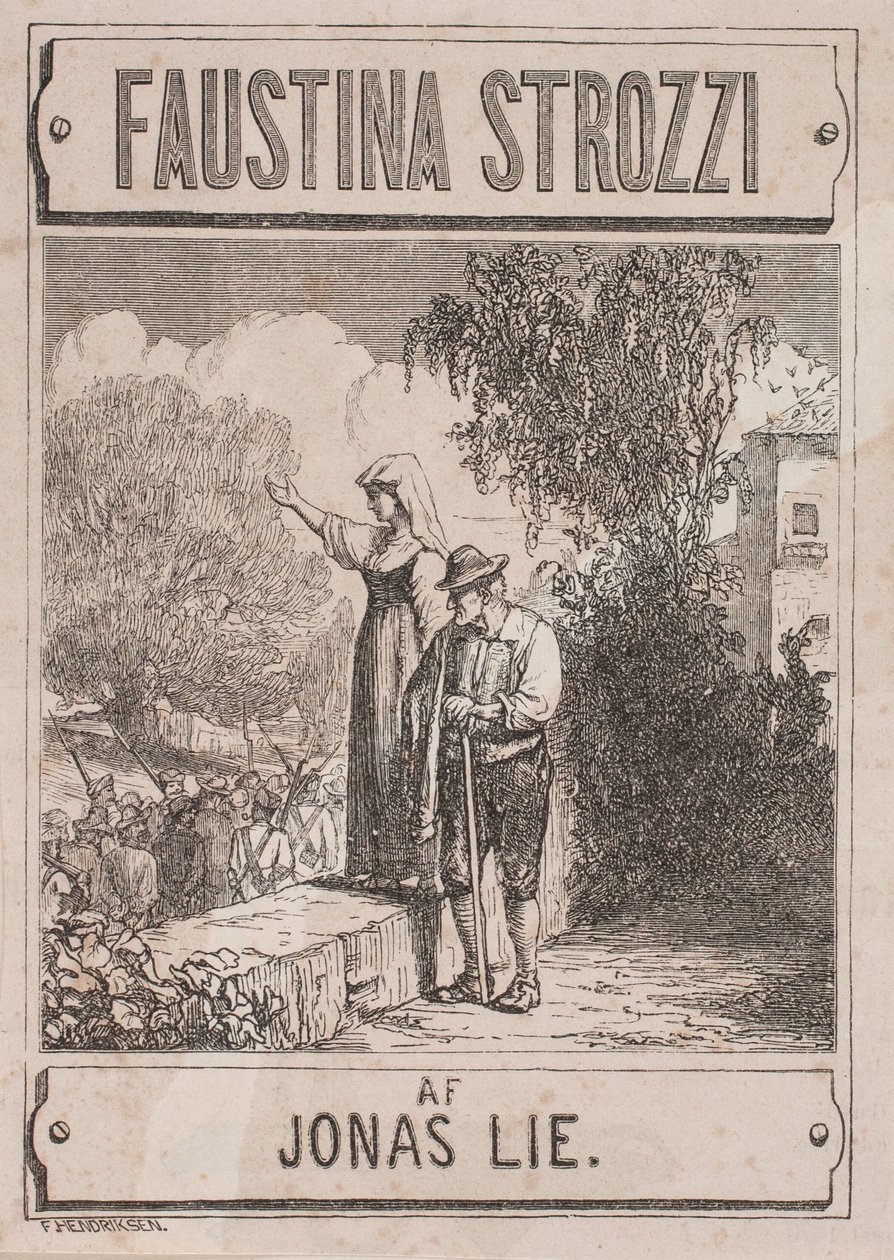 Titelblad voor Jonas Lie, "Faustina Strozzi" door Waldemar Bøhme