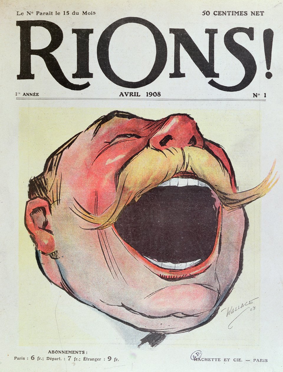 Laten we lachen, omslag van Rions magazine, 1908 door Wallace