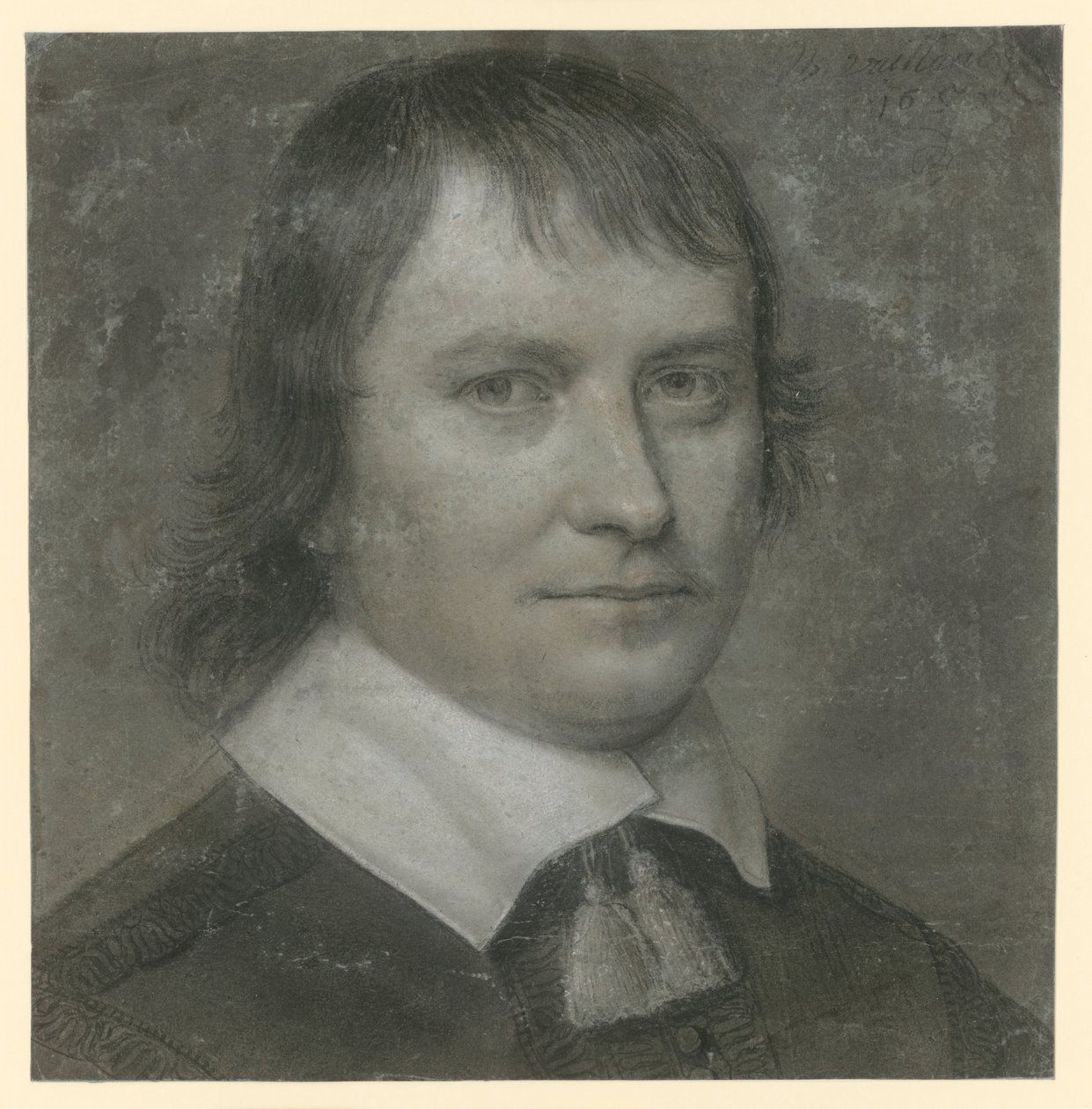 Busteportret van een jongere, baardloze man met een vol gezicht, licht naar rechts gewend door Wallerant Vaillant