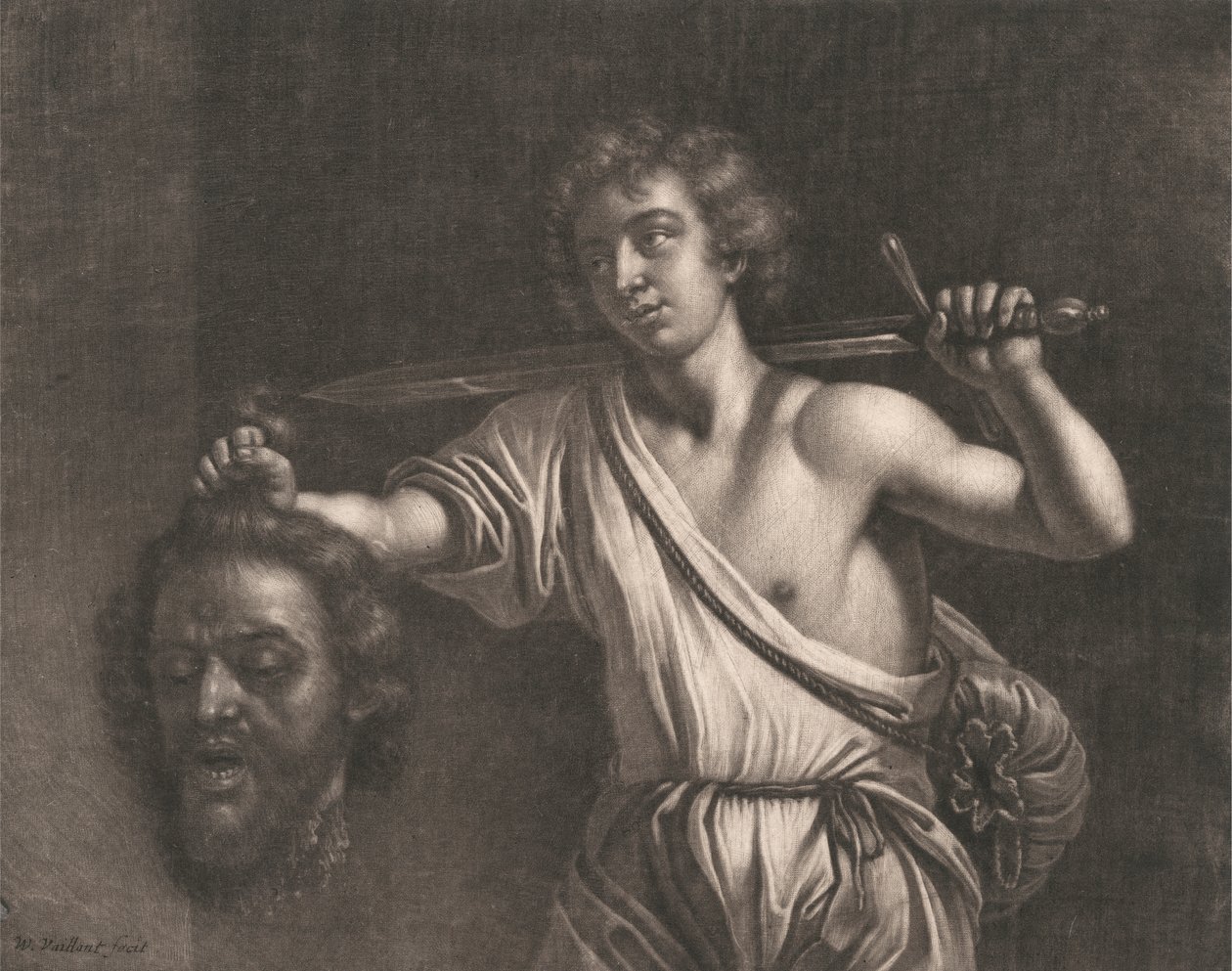 David met het hoofd van Goliath door Wallerant Vaillant