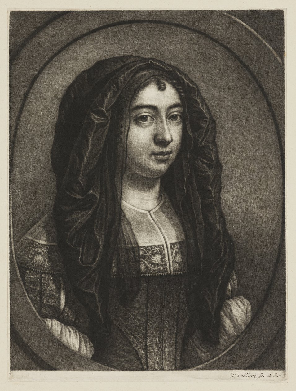 Portret van een vrouw met een sluier door Wallerant Vaillant