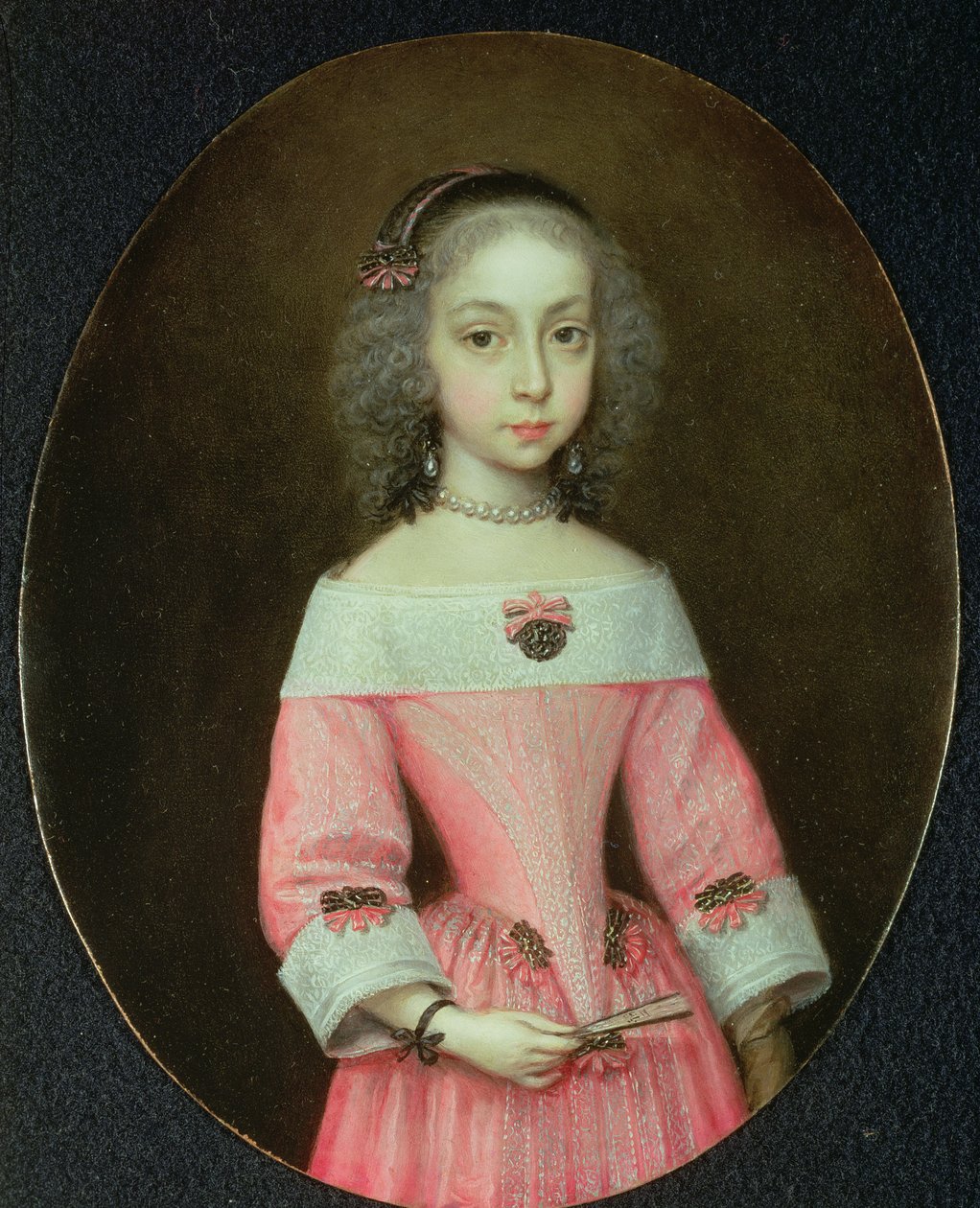 Portret van een jong meisje met een waaier door Wallerant Vaillant