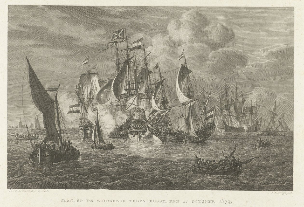 De slag op de Zuiderzee tegen Bossu, 1573 door Walraad Nieuwhoff