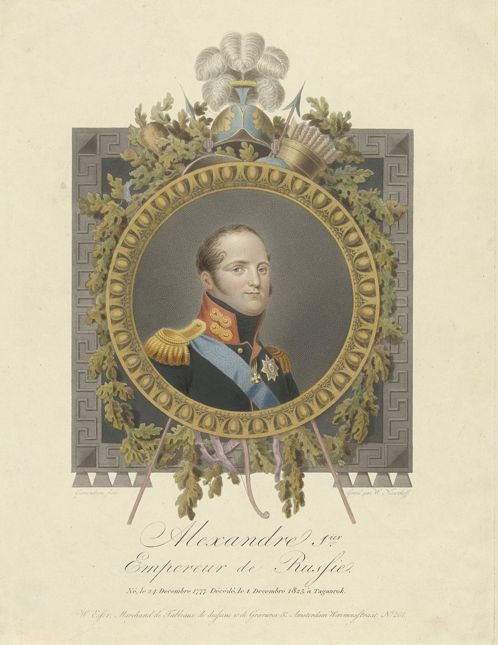 Portret van Keizer Alexander I 1777-1825, 1825 door Walraad Nieuwhoff