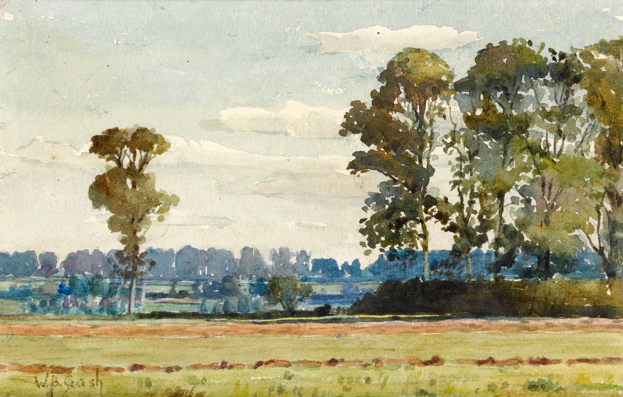 Landschap met iepen door Walter Bonner Gash