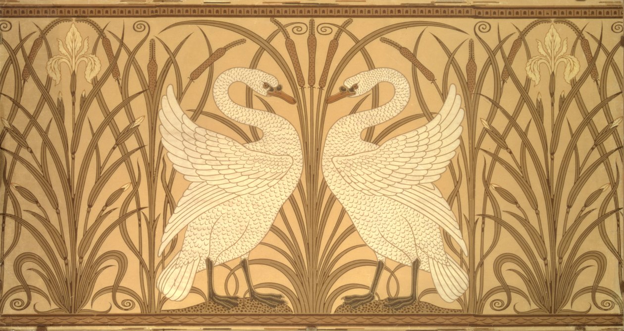 Zwanen behangontwerp door Walter Crane