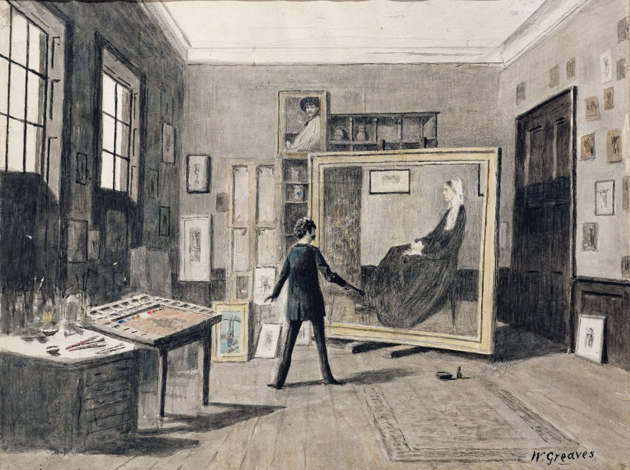 Whistler Schilderend in zijn Atelier door Walter Greaves