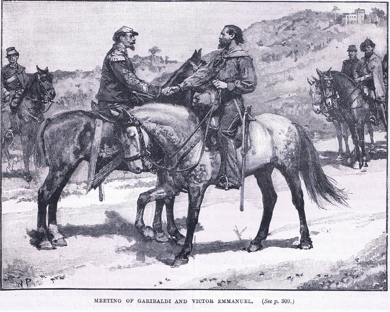 Ontmoeting van Garibaldi en Victor Emmanuel door Walter Paget