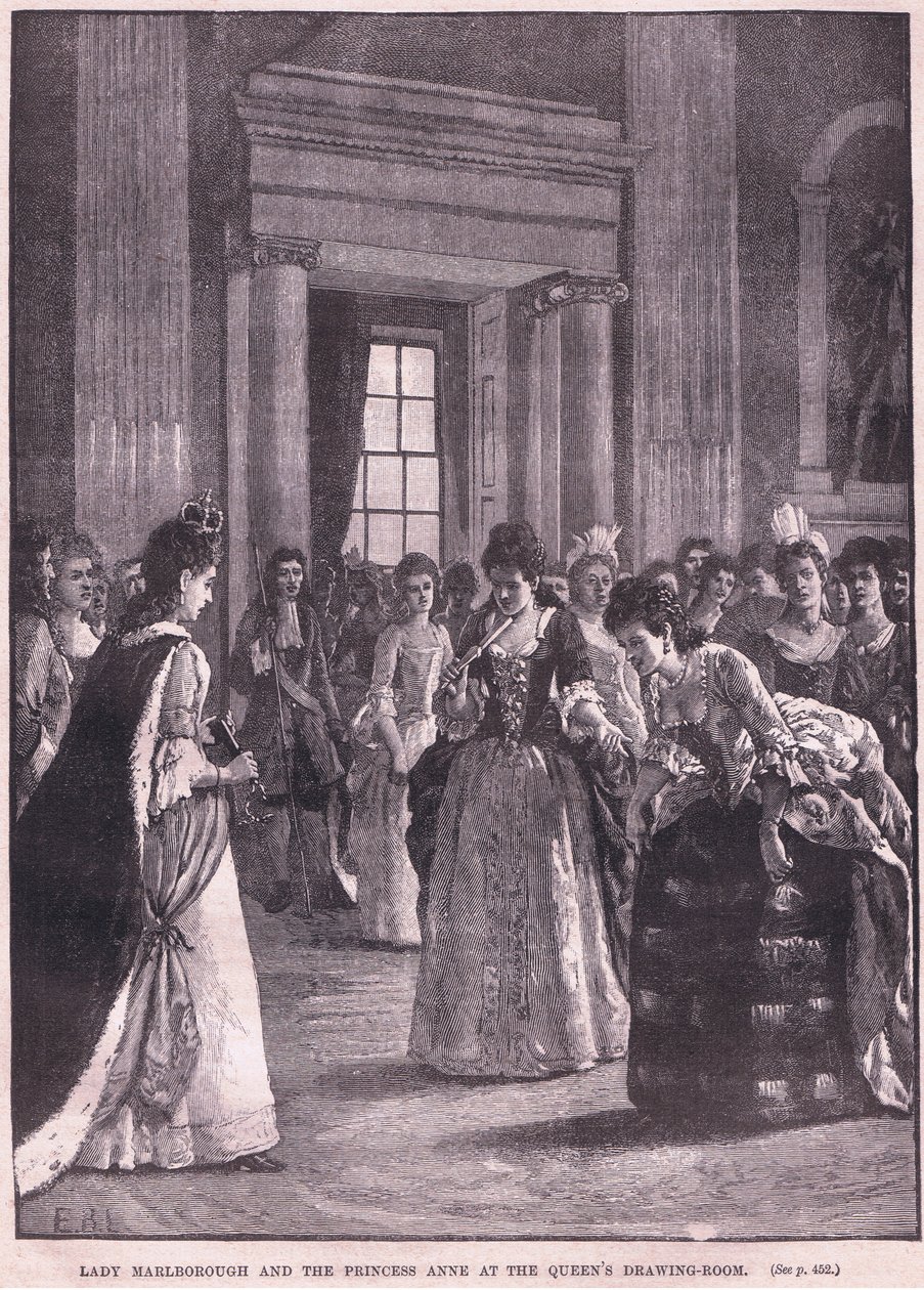 Lady Marlborough en de Prinses Anne in de tekenkamer van de koningin, AD 1692 door Walter Stanley Paget