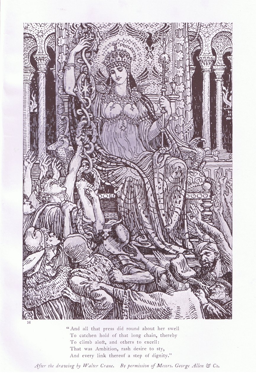 En al die drukte zwol om haar heen door Walter Crane