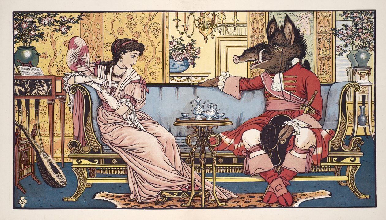 Belle en het Beest, uitgegeven 1874 door Walter Crane