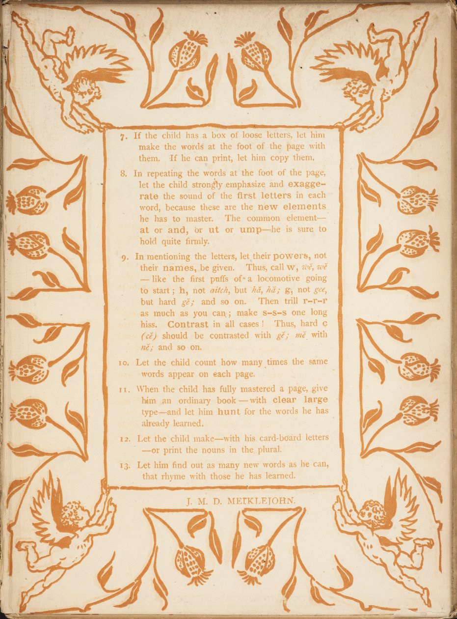 Methode van lesgeven de Gouden primer. Bloemrijke randen met cherubijnen. door Walter Crane