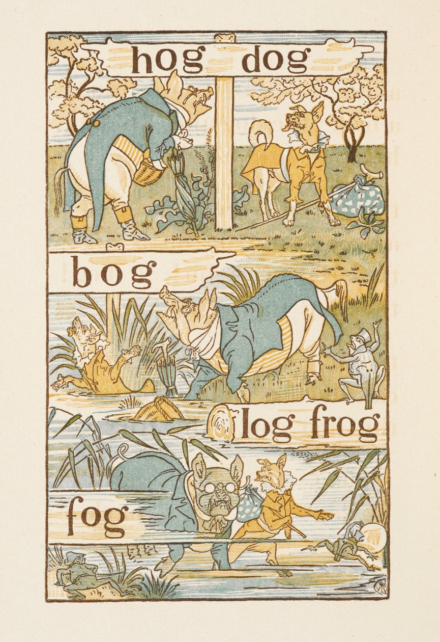 Rijmwoorden eindigend op de letter G. De Gouden primer. door Walter Crane