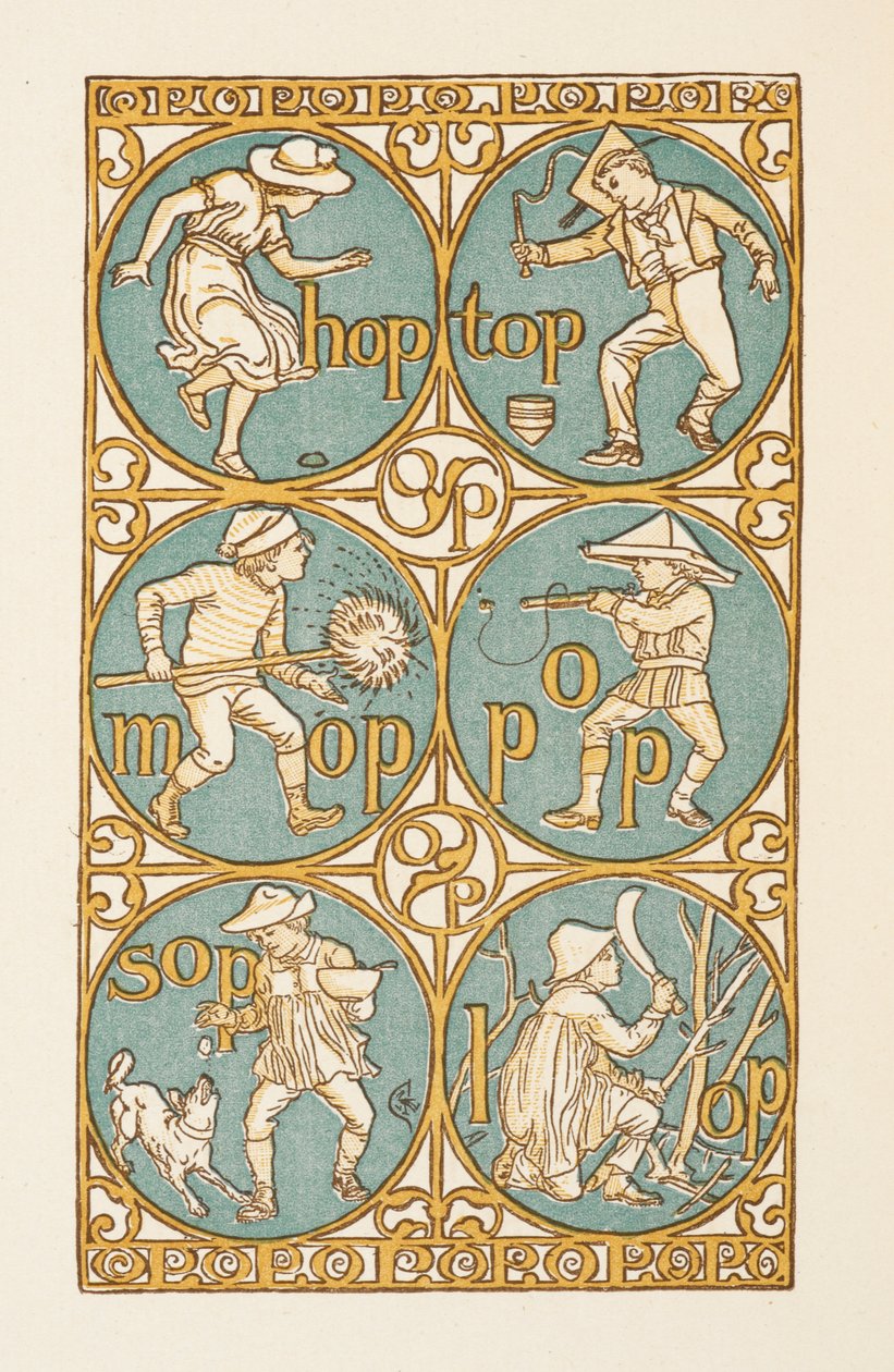 Rijmwoorden eindigend op de letter P. The Golden primer. door Walter Crane