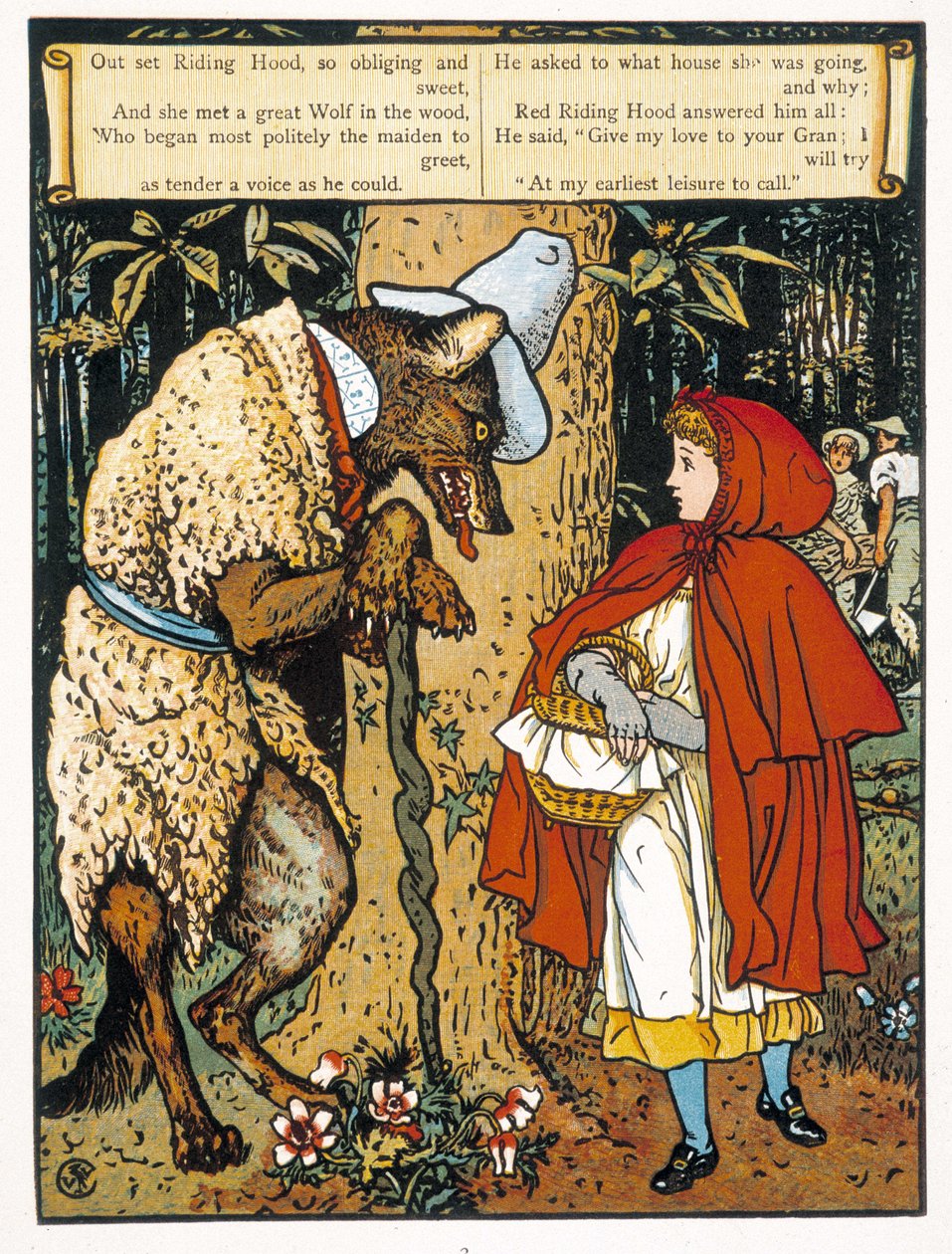 Roodkapje (ontmoeting met de wolf) - door John Lane, Walter Crane