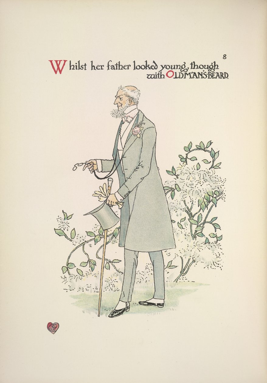 De vader van de bruid in ochtendkleding door Walter Crane