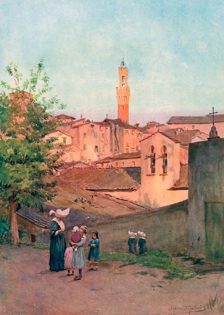 La Capella S Caterina, Siena (kleurenlitho) door Walter Frederick Roofe Tyndale