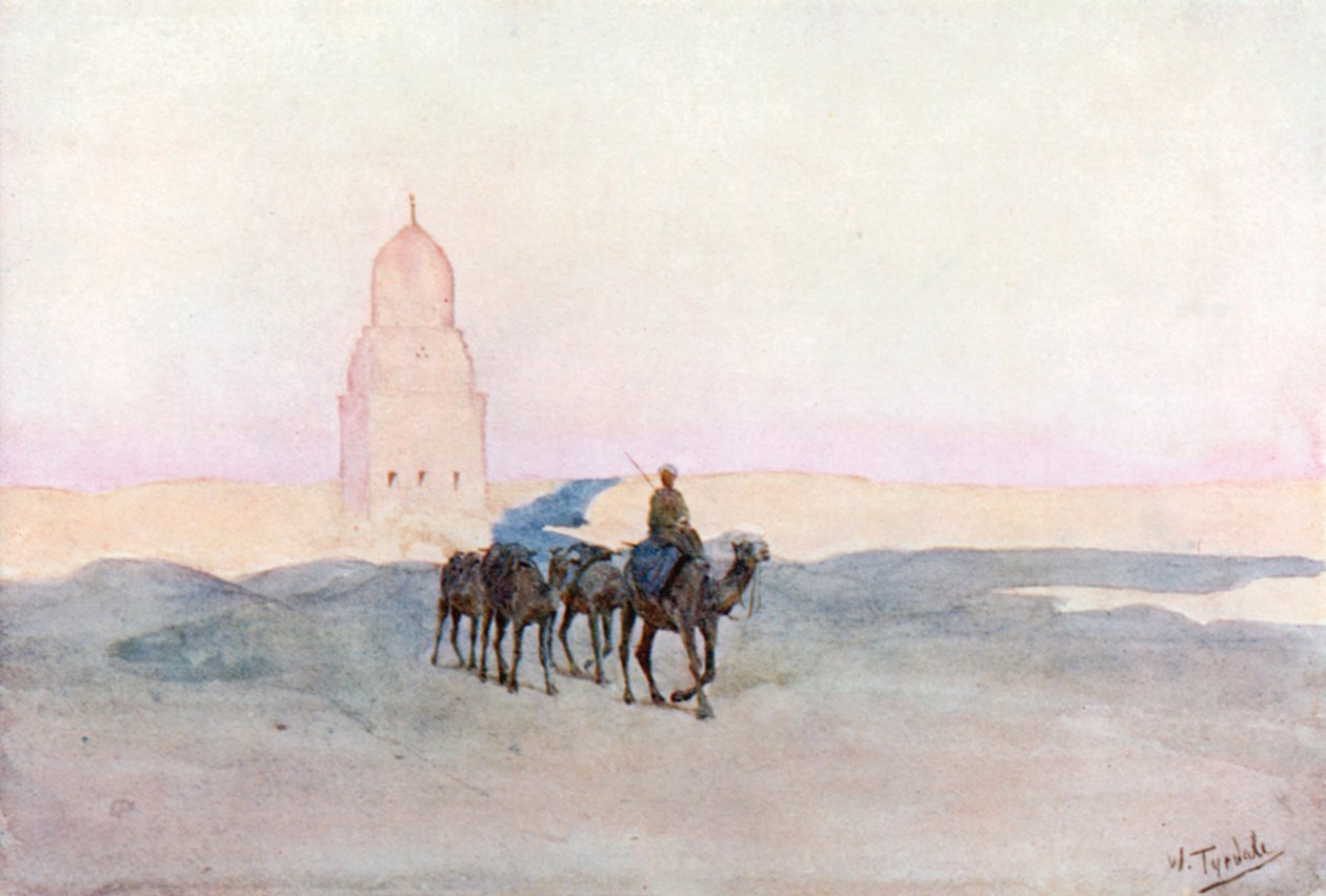 Bij de graven van de kaliefen, Caïro (kleurenlitho) door Walter Frederick Roofe Tyndale