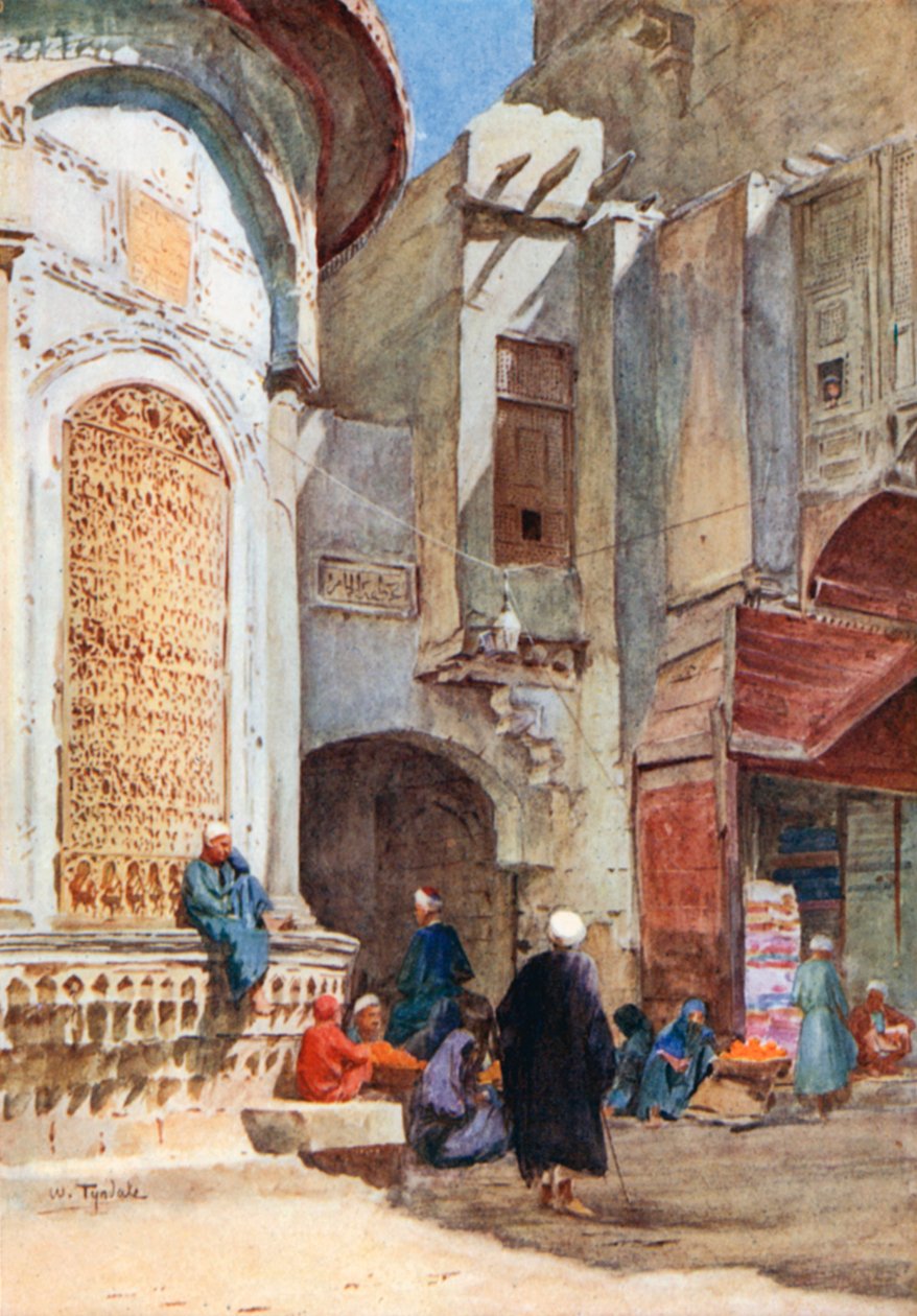 De Sebil bij de Poort Zuweyla (kleurenlitho) door Walter Frederick Roofe Tyndale