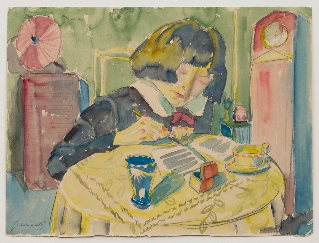 Frau beim Schreiben (Sonia Gramatté) door Walter Gramatte