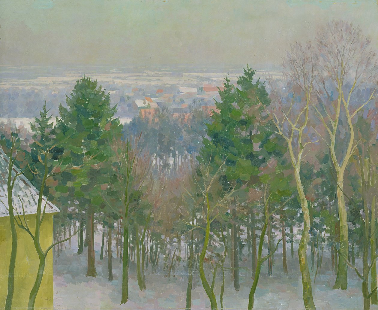 Gezicht op Krahenberg bij Blankenese (olieverf op board) door Walter Heinrich Tanck