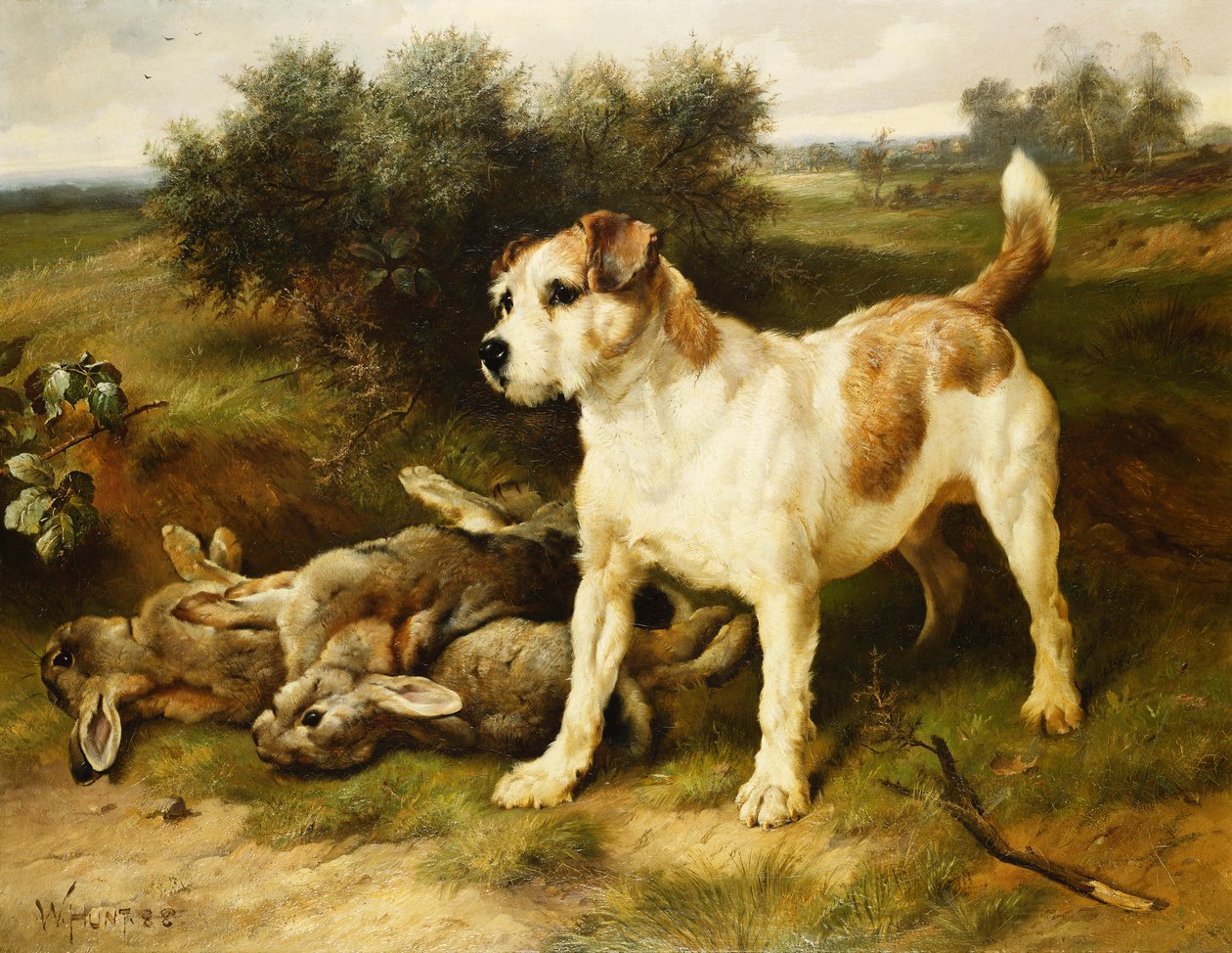 Een Foxterriër met de Dagvangst door Walter Hunt