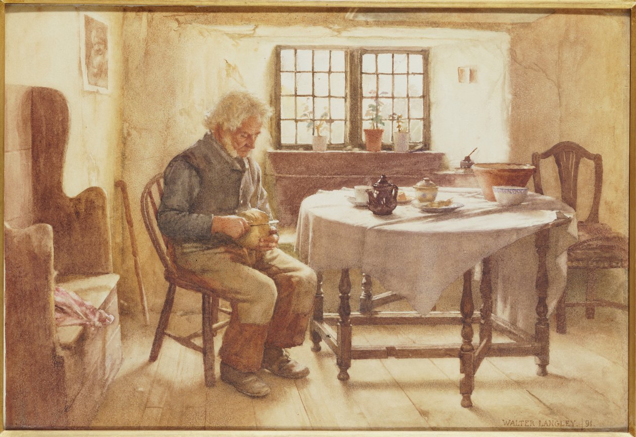 Een arme man zijn maaltijd door Walter Langley