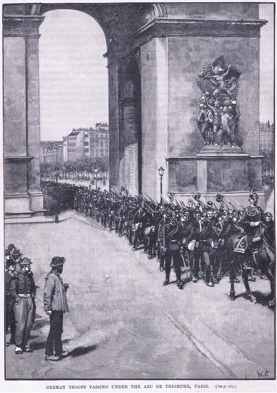Duitse troepen marcheren onder de Arc de Triomphe, 1871 AD door Walter Paget