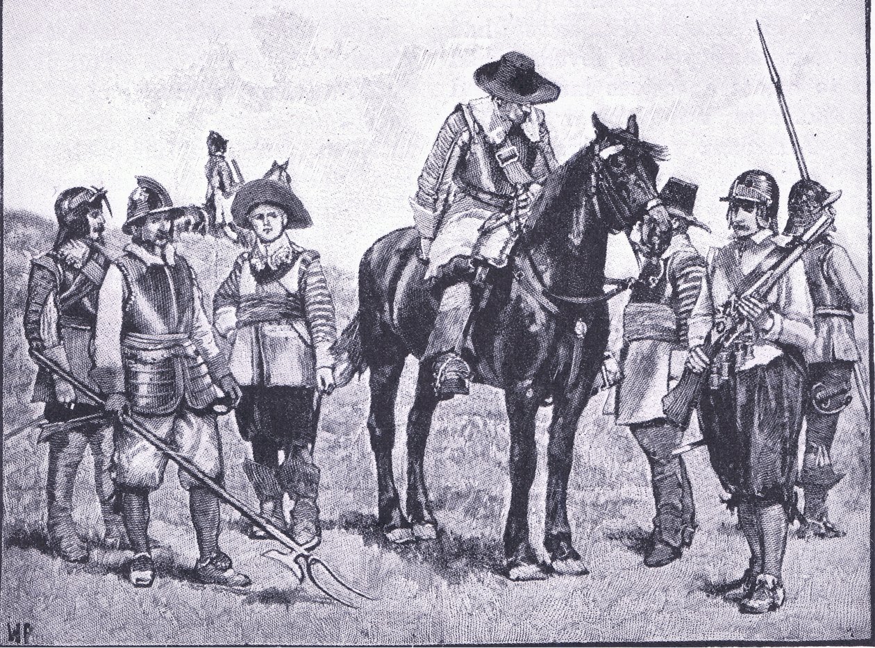 Typen van Cromwelliaanse soldaten, uit Cassells History of the British People gepubliceerd door de Waverley Book Company Limited, ca. 1940 door Walter Paget