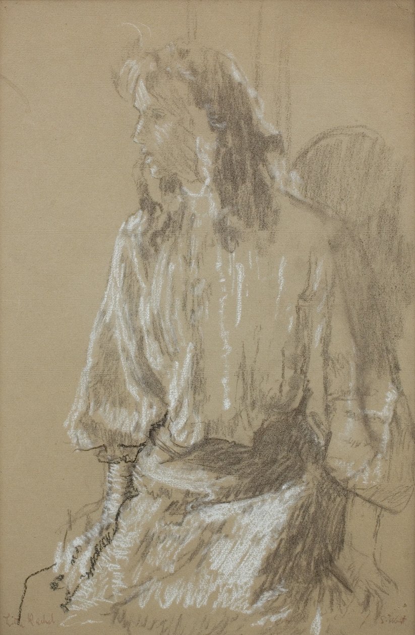 Kleine Rachel, ca. 1906 (Zwart-wit krijt op grijs papier ) door Walter Richard Sickert
