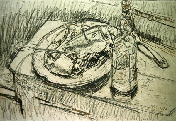Stilleven met kreeft door Walter Richard Sickert
