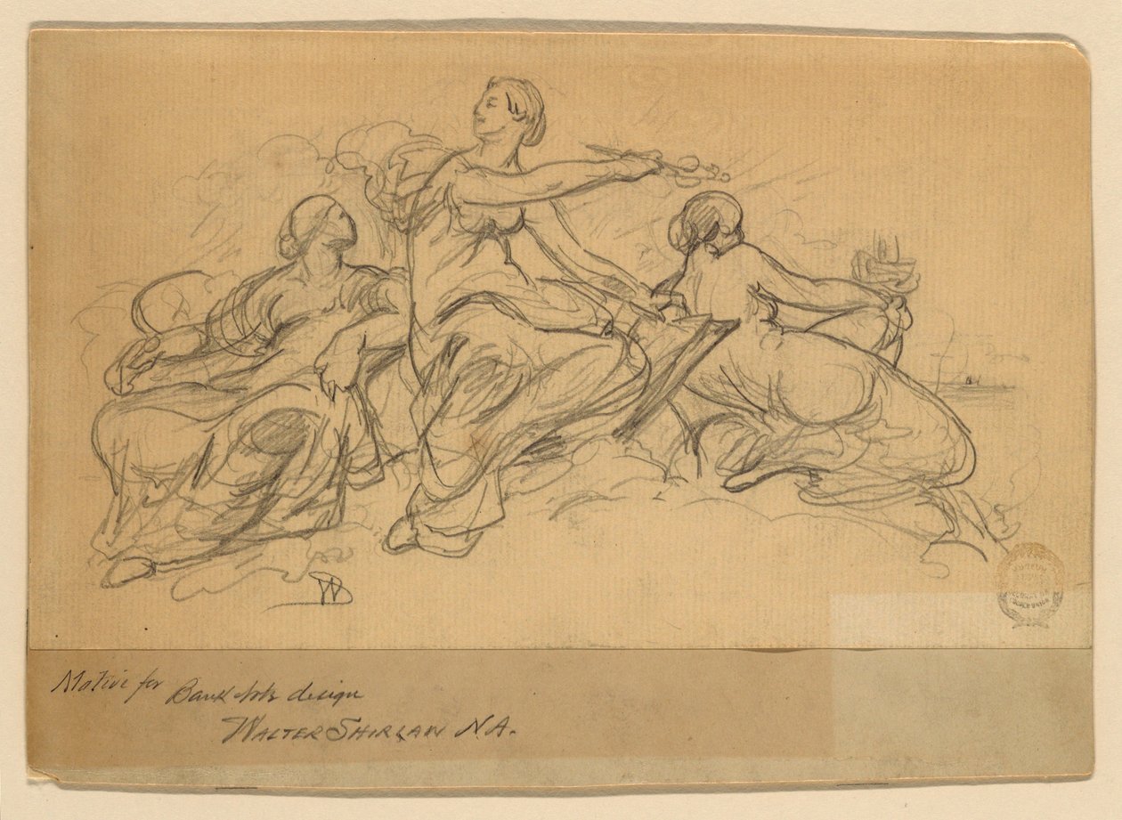Handel (Motief voor Bankbiljetontwerp) door Walter Shirlaw