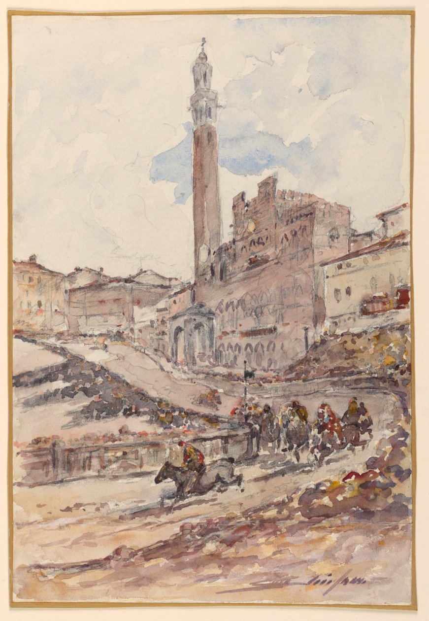 Paardenrace, Siena, Italië door Walter Shirlaw