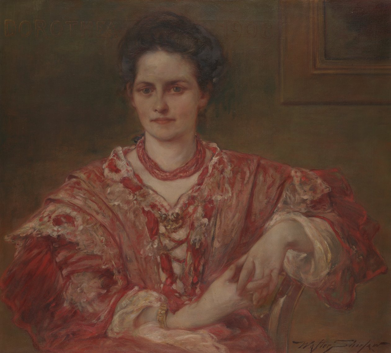 Portret van Dorothea A. Dreier (1870) door Walter Shirlaw
