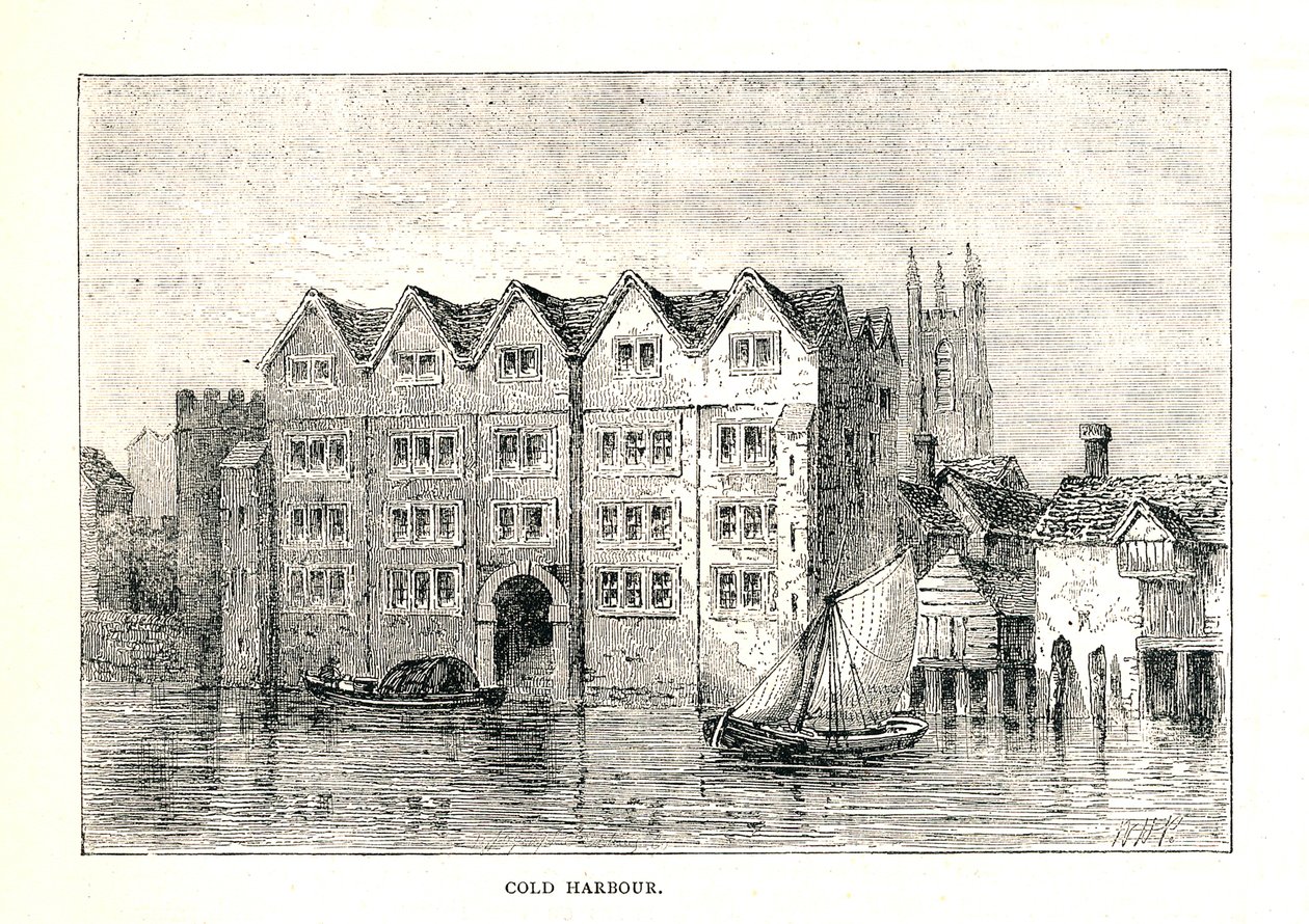 Cold Harbour. Middeleeuws herenhuis aan de noordelijke oever van de Theems boven de London Bridge, 1894 door Walter Thornbury