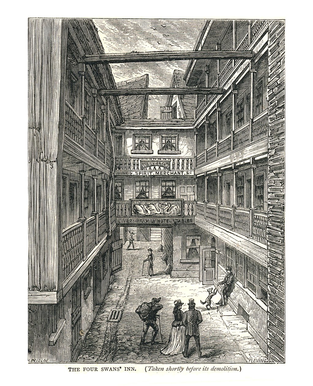 De Vier Zwanen Inn kort voor sloop, 1878 door Walter Thornbury