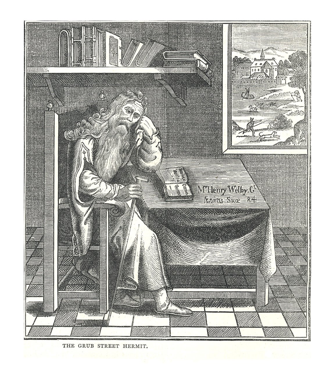 De kluizenaar van Grub Street. Uit een afbeelding gepubliceerd door Richardson door Walter Thornbury