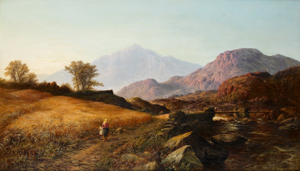 Oogsttijd bij de rivier Lleder, Noord-Wales, 1874 door Walter Williams
