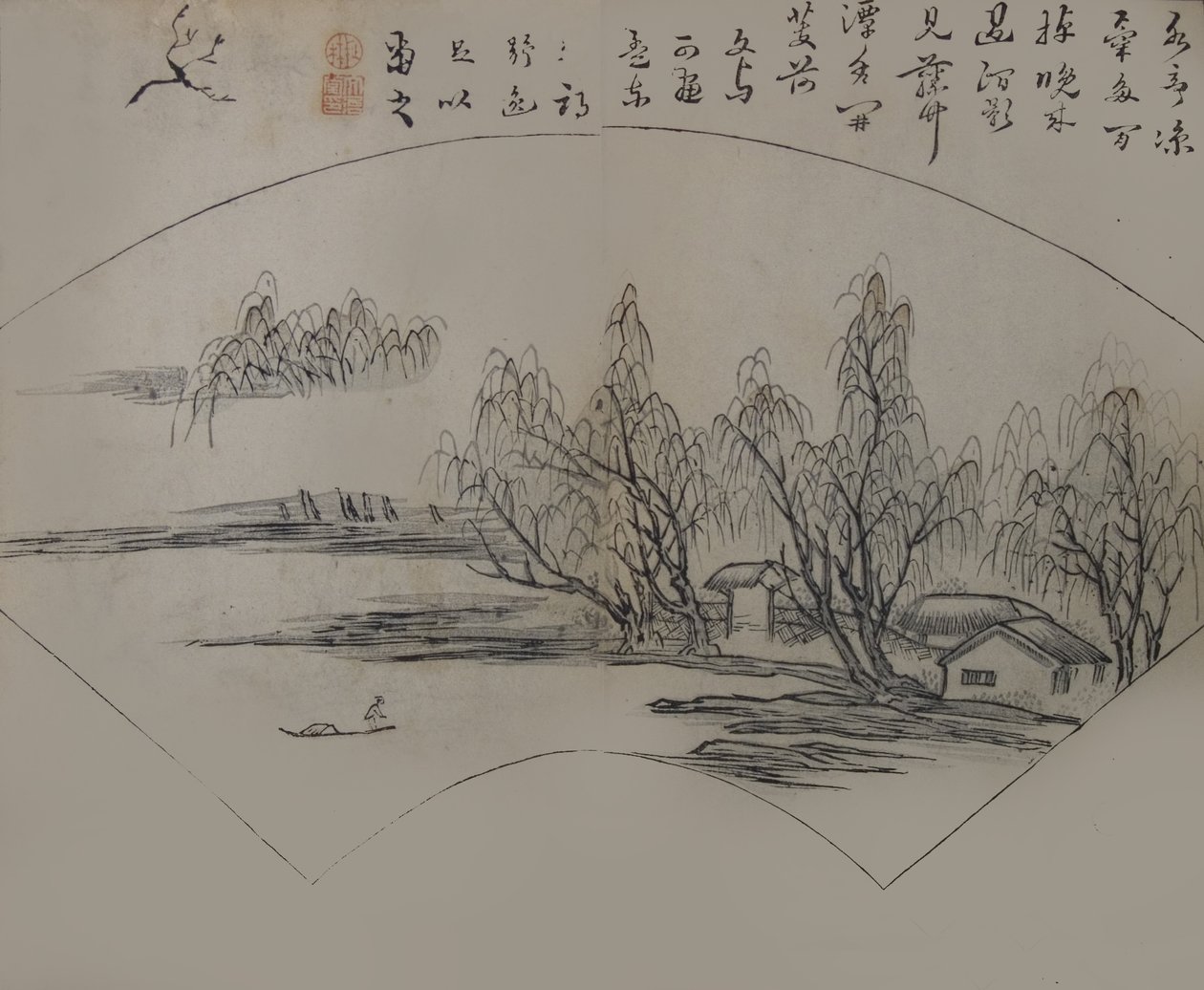 Landschap na Wen Tong 1018-1079, uit het Mosterdzaad Tuin Handboek, Eerste editie door Wang Gai