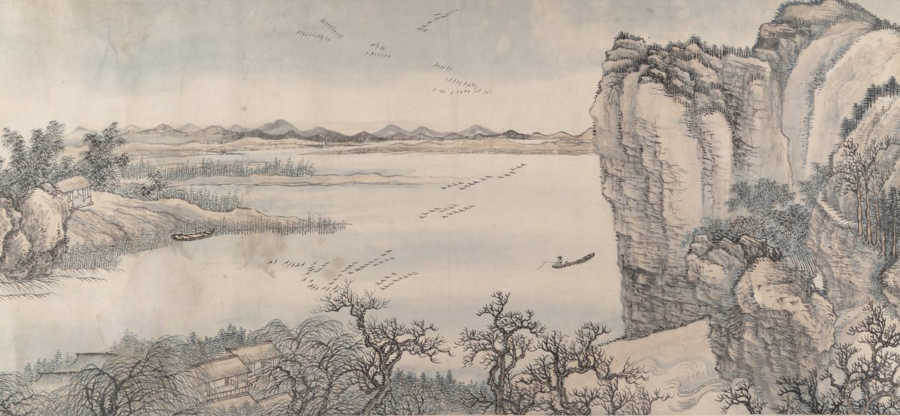 Landschap in de stijl van Juran en Yan Wengui door Wang Hui