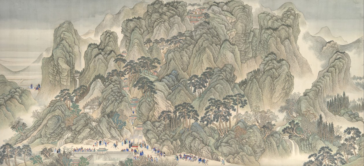 De zuidelijke inspectietour van keizer Kangxi, Rol Drie: Jinan naar de berg Tai, dateerbaar tot 1698 door Wang Hui