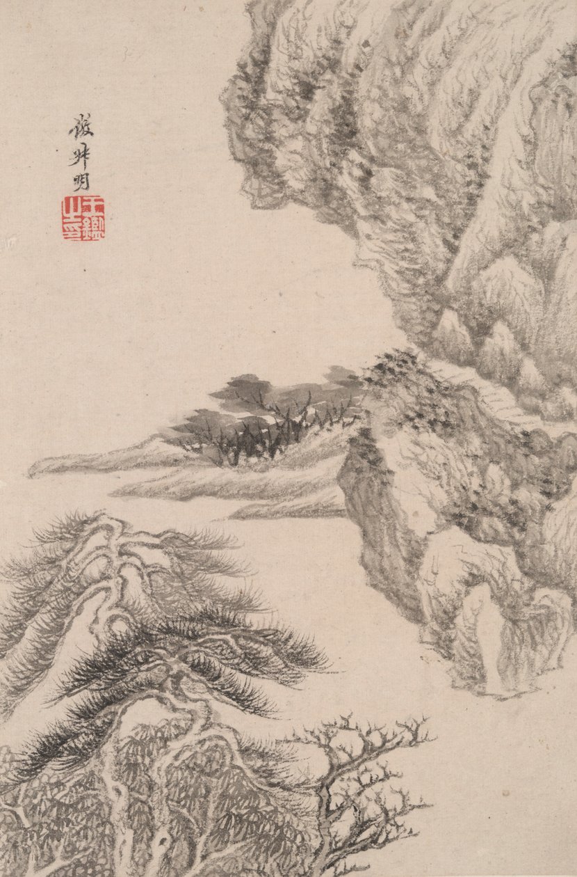 Landschap in de stijl van verschillende oude meesters: Landschap naar Wang Meng (1308) door Wang Jian